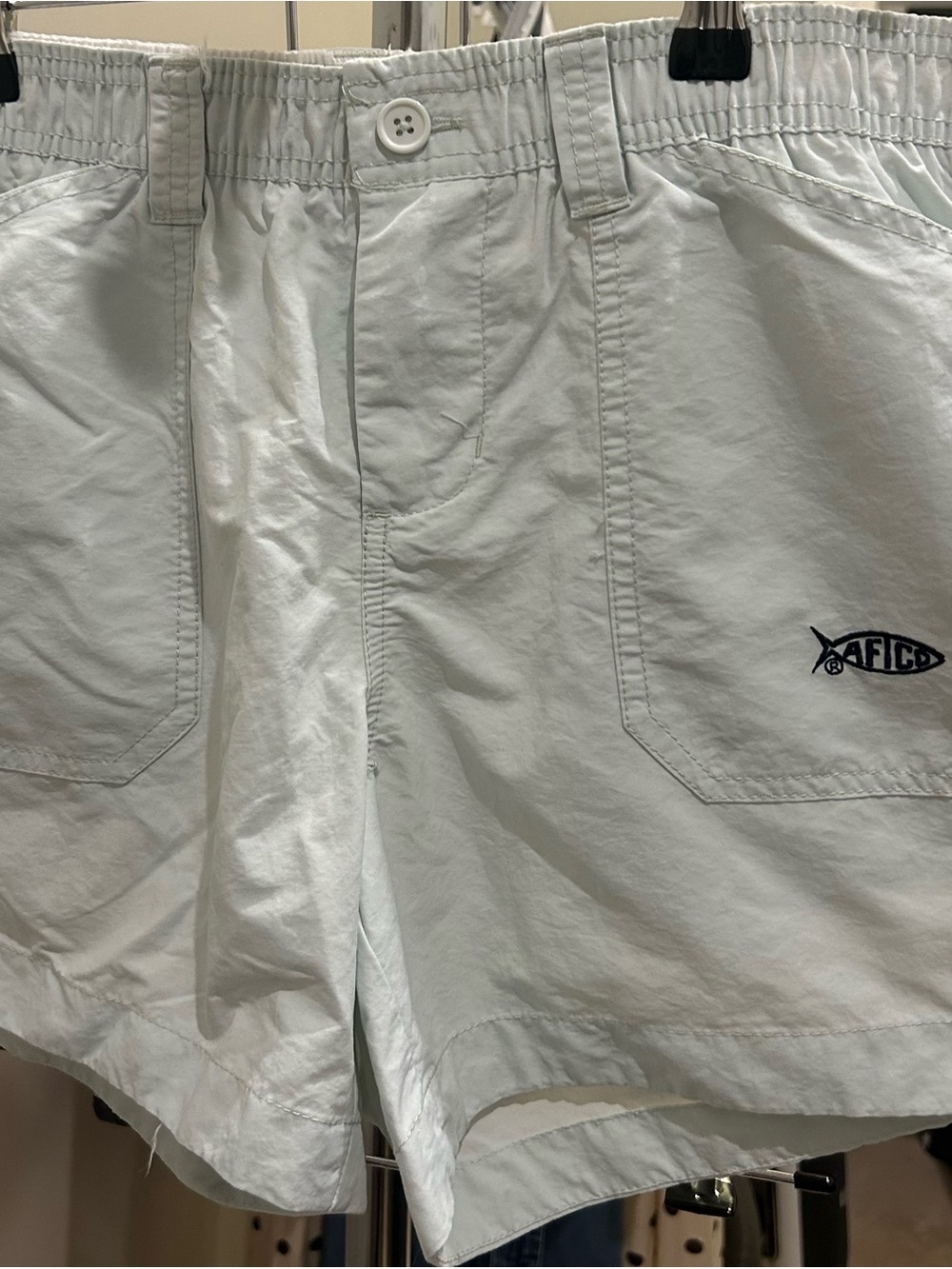 Women’s Light Gray Casual Shorts with Embroidered Fish Logo